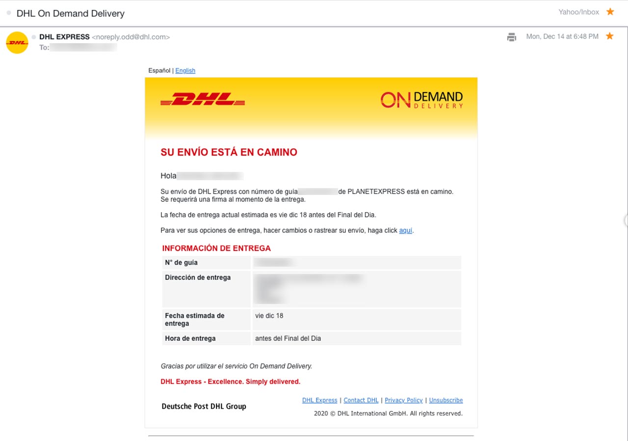 DHL on demand delivery por Planet Express
